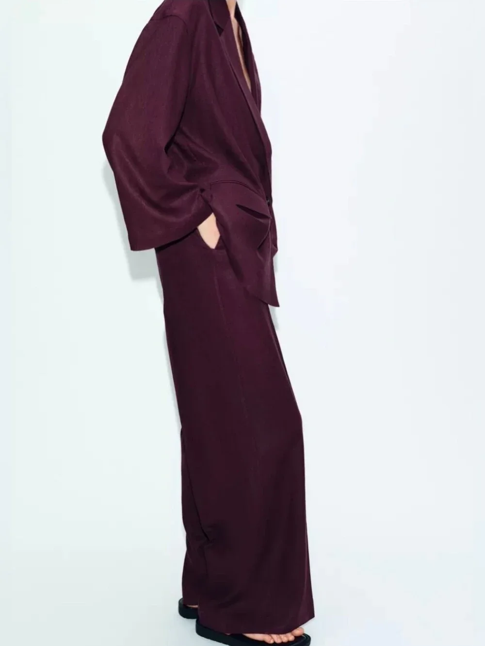 LINEN STRAIGHT LEG PANTS - ZARA XS